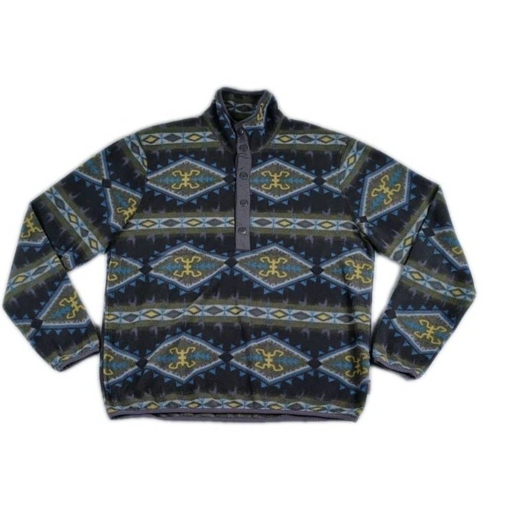 Woolrich Snap T Fleece Pullover Tribal Aztec Southwestern Mens Medium Multicolor